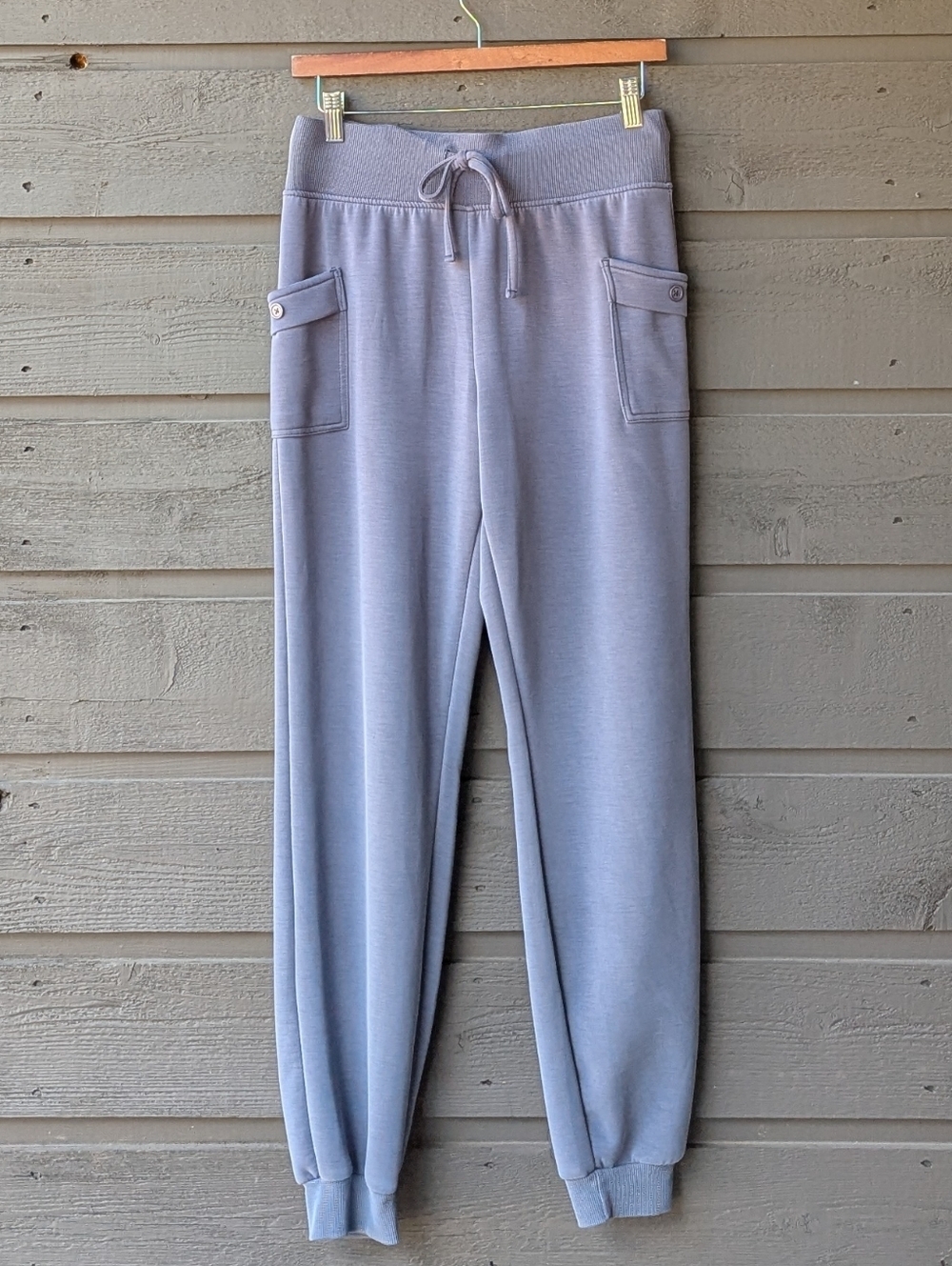 a new day Slate Blue Elastic Waist Drawstring Joggers Women's Size Medium Pocket